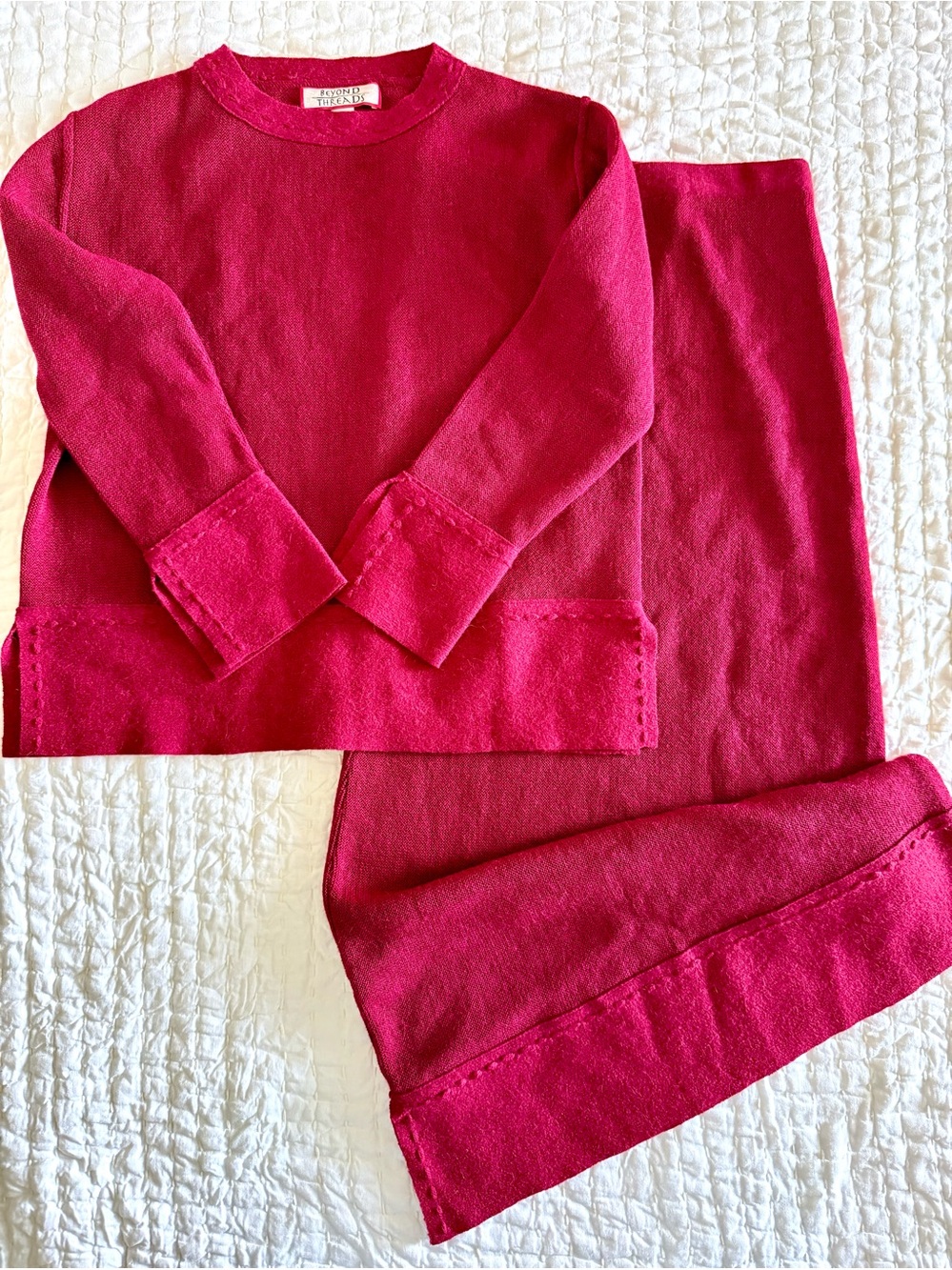 Beyond threads alpaca blend knitwear matching skirt set crimson red s cozy